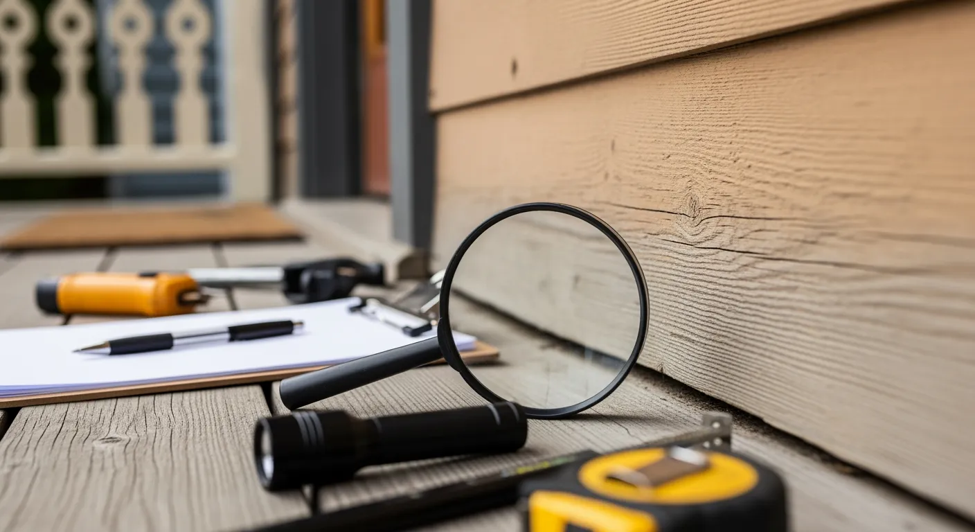 Home inspector examining the exterior of a Vancouver craftsman-style house